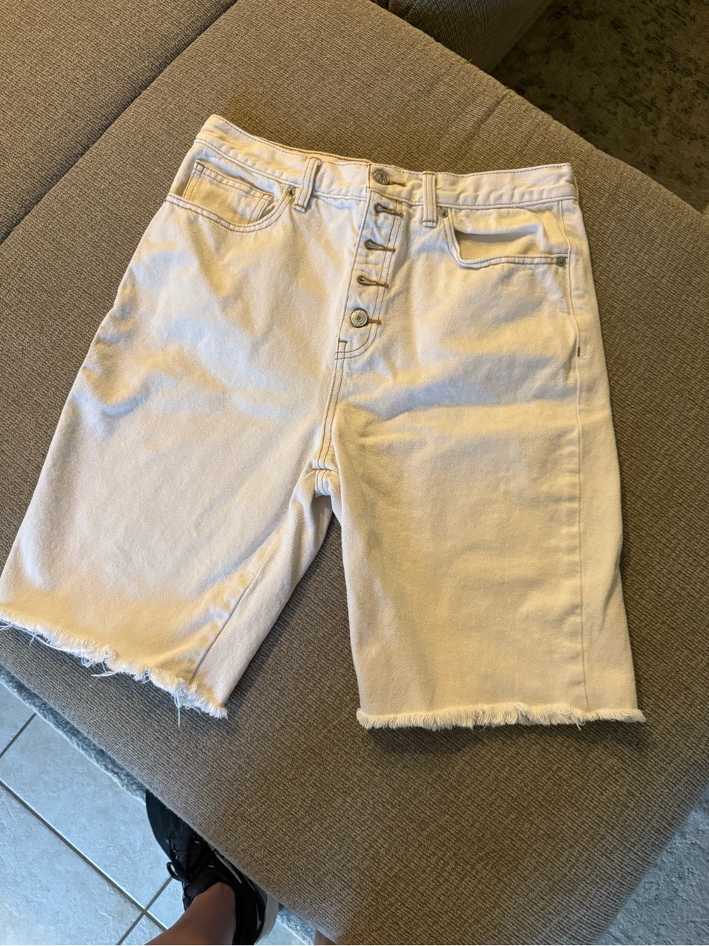 Women’s cream We the Free Button-Fly Denim Bermuda Shorts